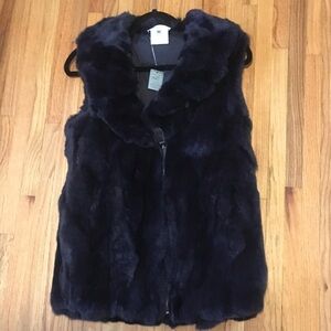 Navy Blue Rabbit Fur Vest